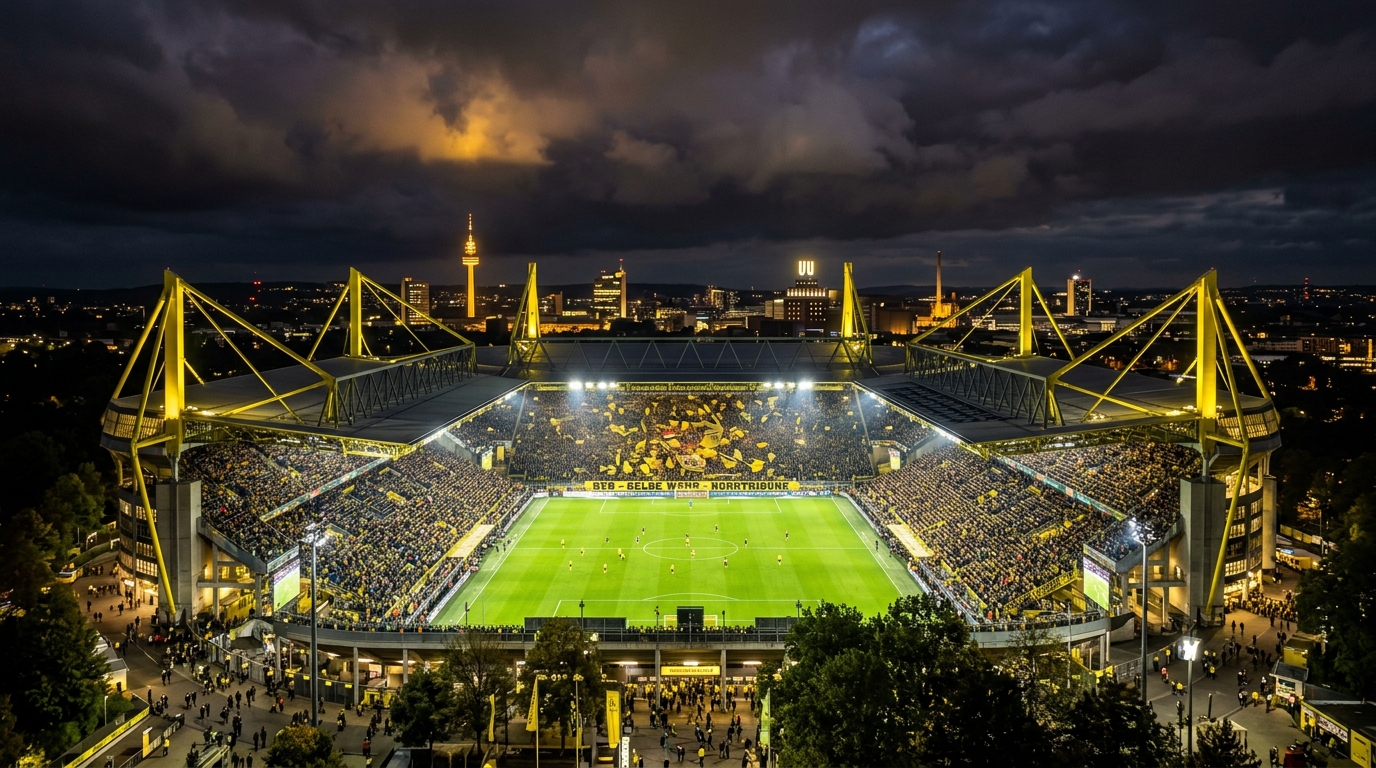 Signal Iduna Park Dortmund Stadium Night Skyline